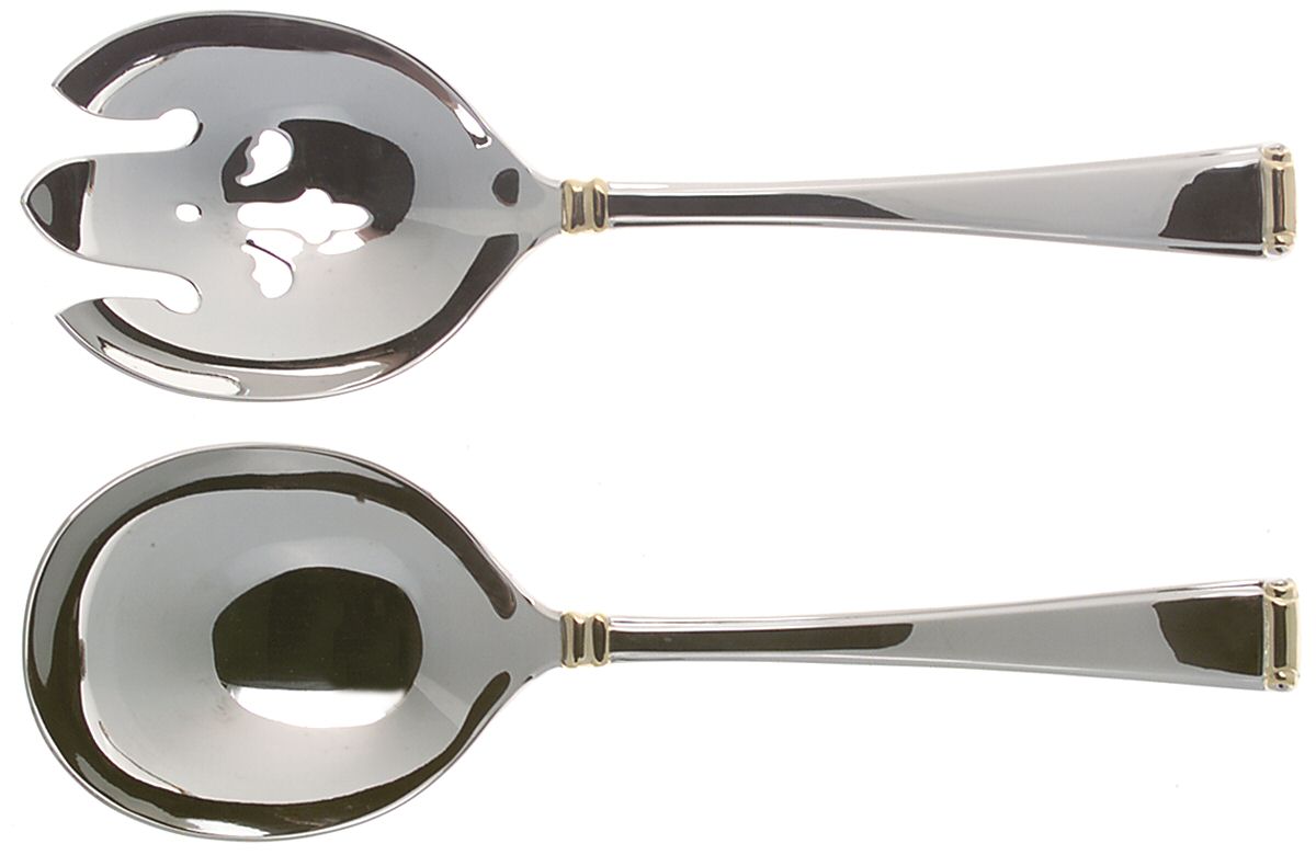 Column Gold (Stainless, Gold Accent) (2 Pc) Solid Salad Set by Gorham Silver-1