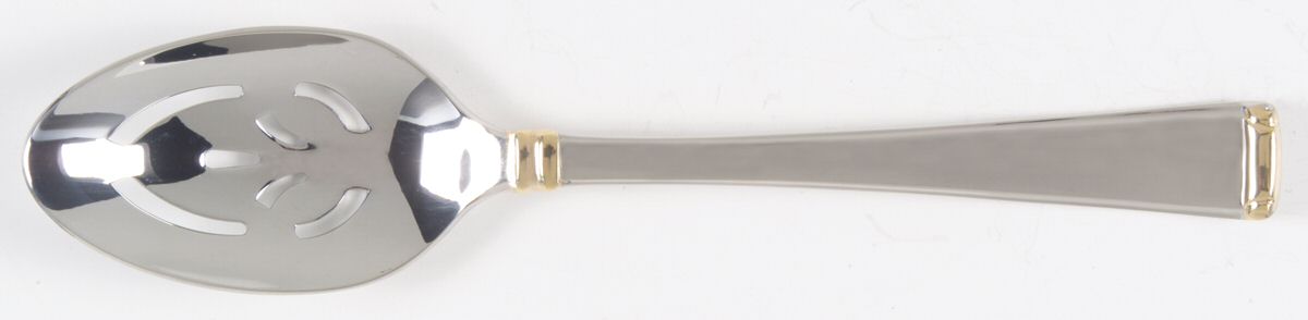 Column Gold (Stainless, Gold Accent) Pierced Tablespoon (Serving Spoon) by Gorham Silver-1