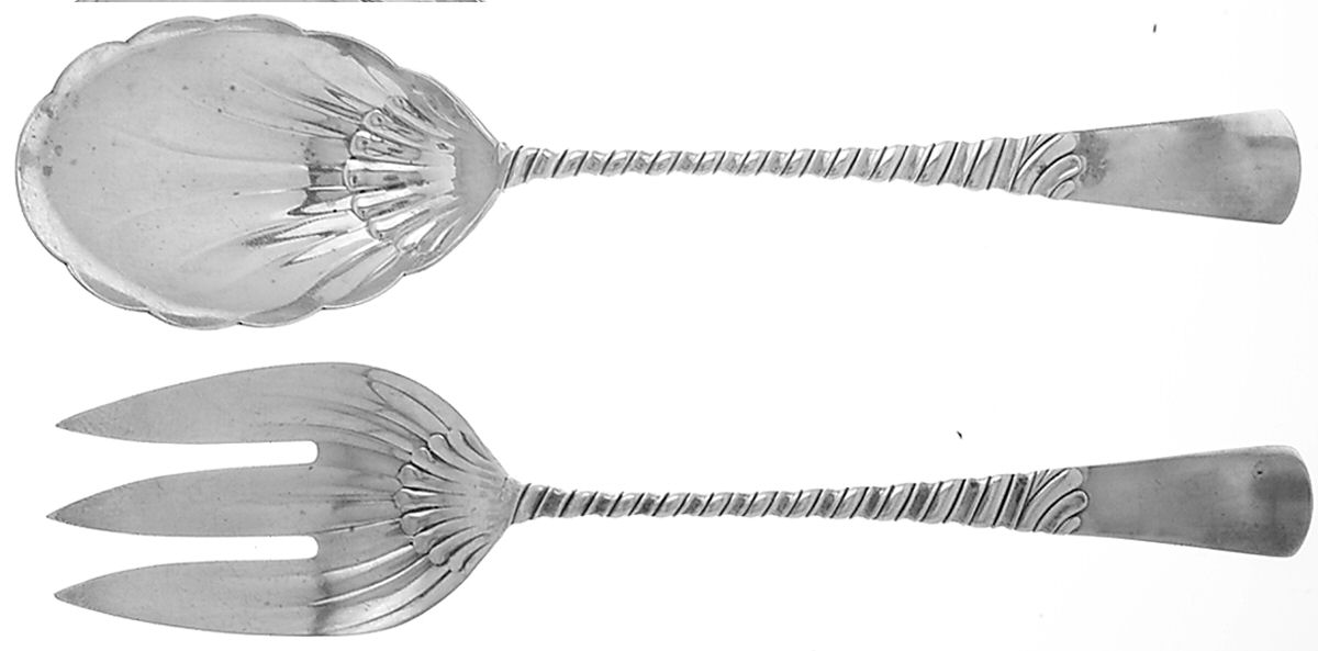 Colonial (Sterling, 1885) Solid Oversized Serving Salad Set by Gorham Silver-1