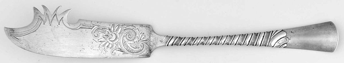 Colonial (Sterling, 1885) Cheese Serving Knife Bright Cut by Gorham Silver-1