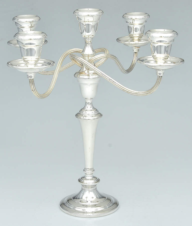 Colonial (Silverplate, Hollowware) 14" 5 Light Candelabra by Gorham Silver-1