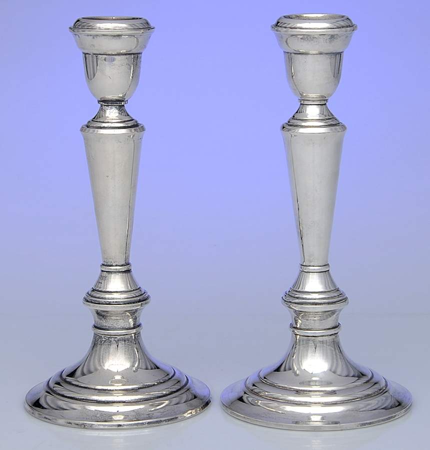 Colonial (Silverplate, Hollowware) Pair of 8" Candlesticks by Gorham Silver-1