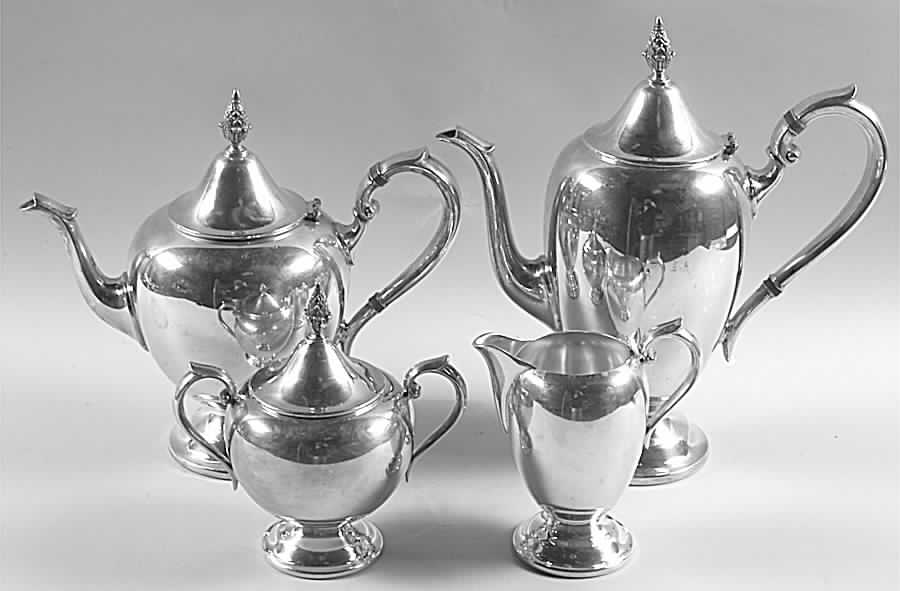 Colonial (Silverplate, Hollowware) (4 Piece) Silverplate Tea Set by Gorham Silver-1