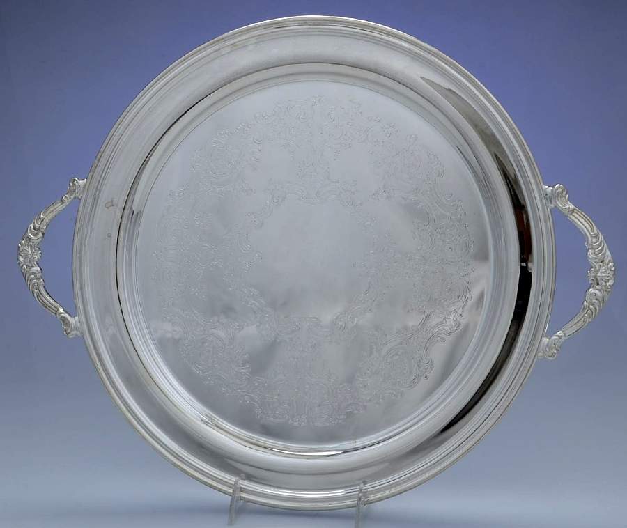 Colonial (Silverplate, Hollowware) 14" Round Handled Tray by Gorham Silver-1