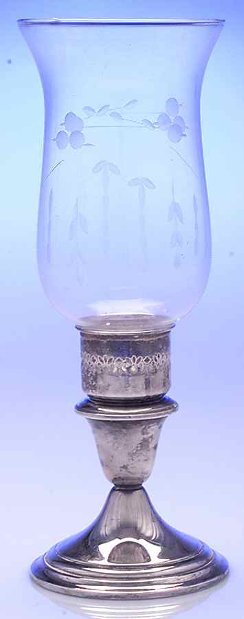 Colonial (Silverplate, Hollowware) Plated Hurricane Lamp and Globe by Gorham Silver-1