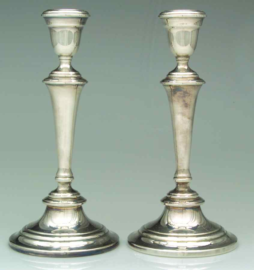 Colonial (Silverplate, Hollowware) Pair of 10" Candlesticks by Gorham Silver-1