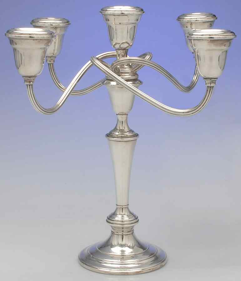 Colonial (Silverplate, Hollowware) 12" 5 Light Candelabra by Gorham Silver-1