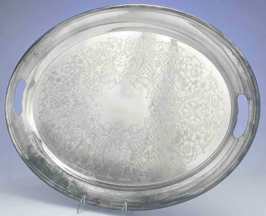 Colonial (Silverplate, Hollowware) Large Silverplate Waiter Tray by Gorham Silver-1