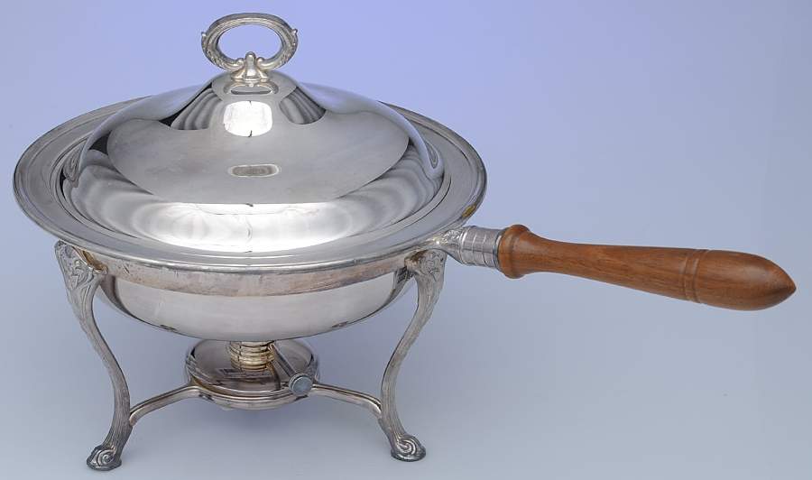 Colonial (Silverplate, Hollowware) Chafing Dish W/Lid, Liner, Stand & Burner by Gorham Silver-1