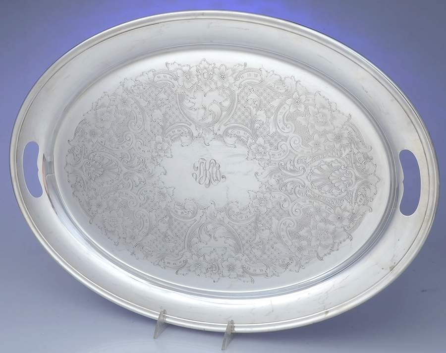 Colonial (Silverplate, Hollowware) Large Silverplate Waiter Tray by Gorham Silver-1