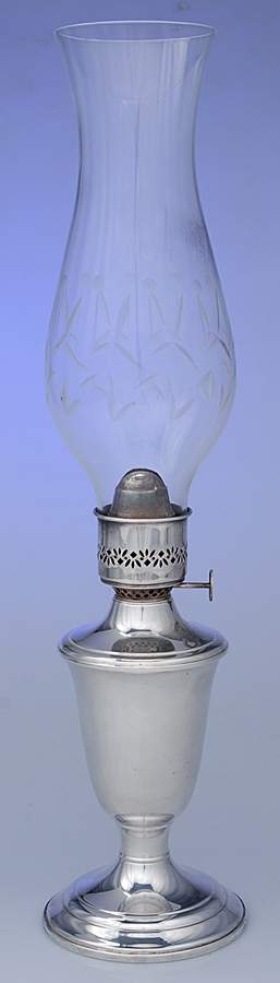 Colonial (Silverplate, Hollowware) Oil Lamp & Globe by Gorham Silver-1