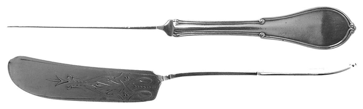 Cottage (Sterling, 1861, No Monograms) Flat Twisted Handle Master Butter Knife Bright Cut by Gorham Silver-1