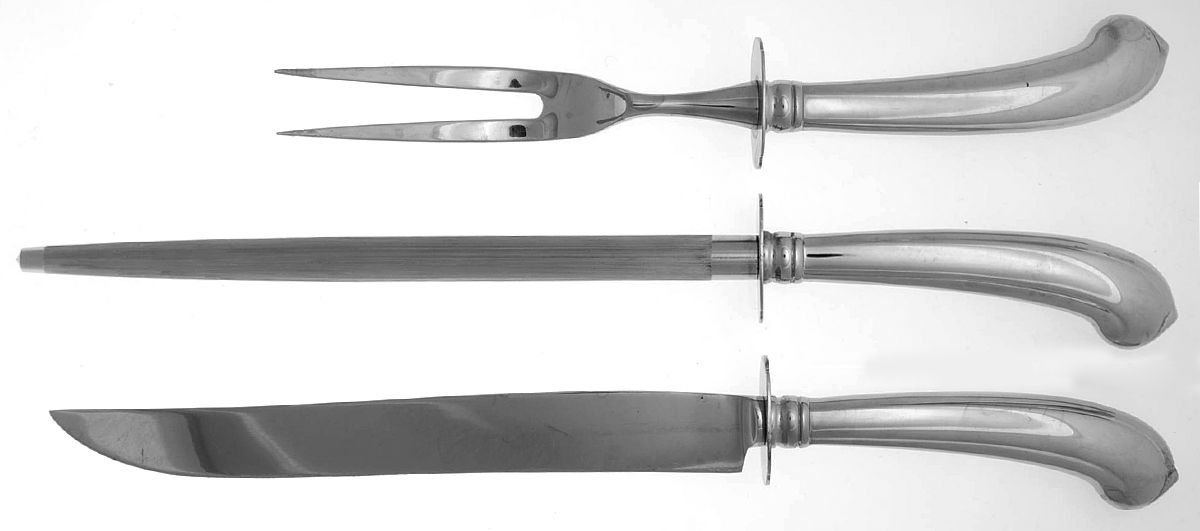 Colonial Tipt (Stainless, Glossy) Large 3-Piece Roast Carving Set w/ Stainless Blade by Gorham Silver-1