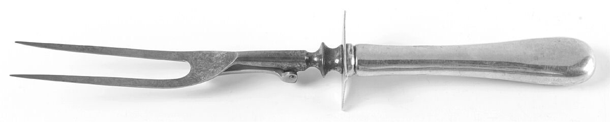 Covington-Engraved (Sterling, 1914) Large Stainless-Prong Roast Carving Fork by Gorham Silver-1