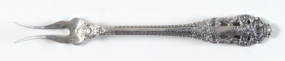 Crown Baroque (Sterling, 1975) Short Handle Pickle/Olive Fork by Gorham Silver-1