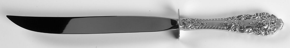 Crown Baroque (Sterling, 1975) Large Stainless Blade Roast Carving Knife by Gorham Silver-1
