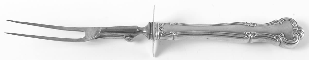Cromwell (Sterling, 1900, No Monos) Large Stainless-Prong Roast Carving Fork by Gorham Silver-1
