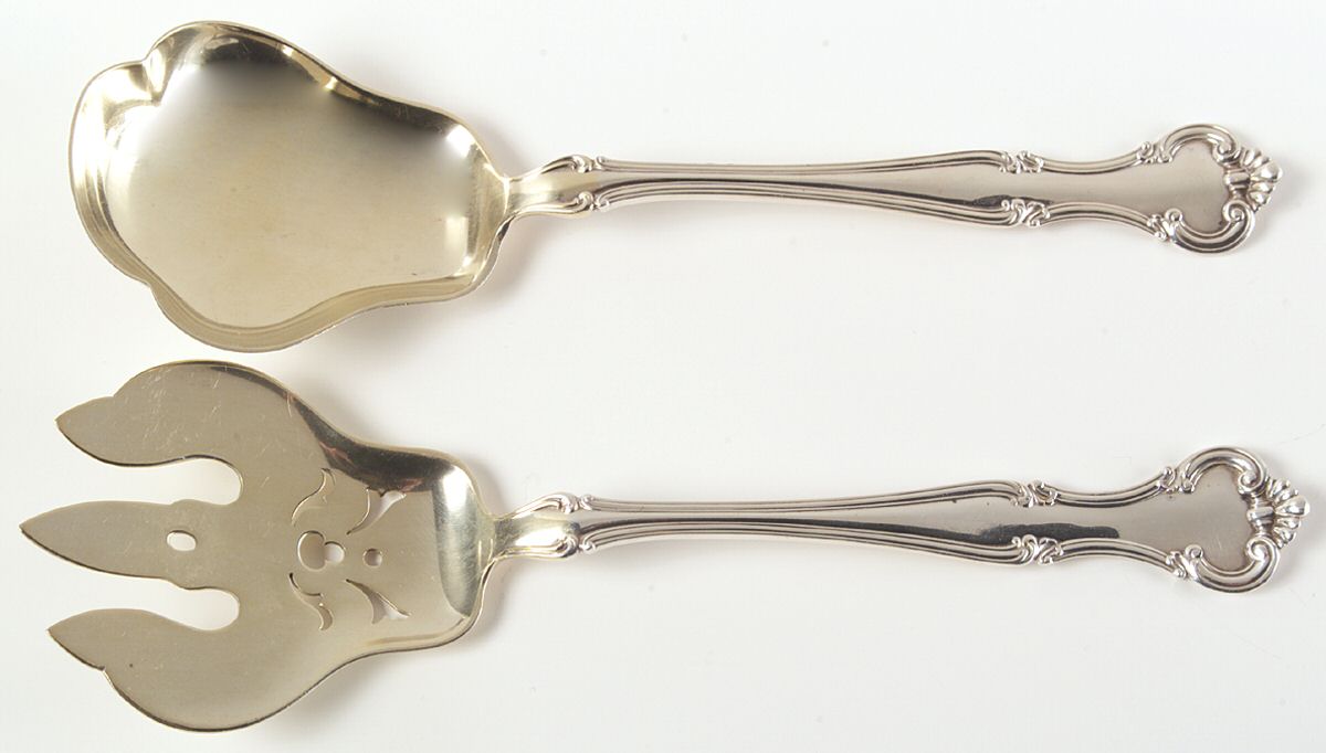 Cromwell (Sterling, 1900, No Monos) Solid Oversized Serving Salad Set by Gorham Silver-1