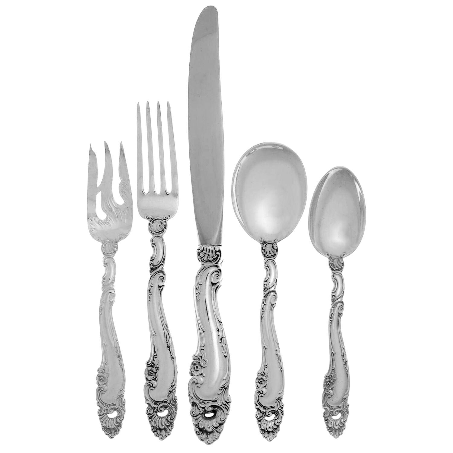 Decor (Sterling, 1953, No Monograms) 40 Piece Estate Set by Gorham Silver-1