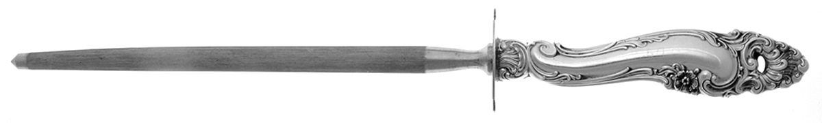 Decor (Sterling, 1953, No Monograms) Large Steel Rod Knife Sharpener by Gorham Silver-1