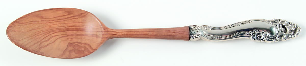 Decor (Sterling, 1953, No Monograms) Salad Serving Spoon with Wooden Bowl by Gorham Silver-1