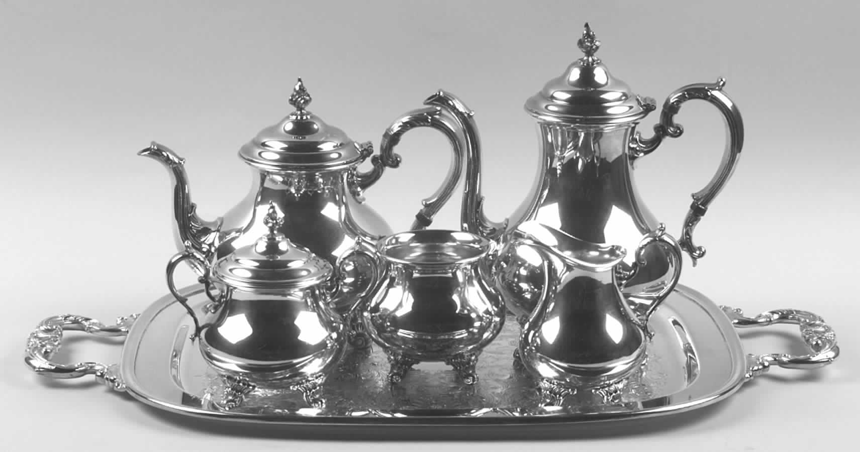 Duchess (Silverplate, Hollowware) 6-Piece Plated Tea Set (Waste & Tray) by Gorham Silver-1
