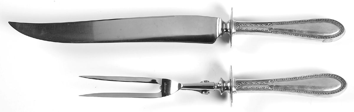 Edgeworth (Sterling, 1922) Large 2-Piece Roast Carving Set w/ Stainless Blade by Gorham Silver-1
