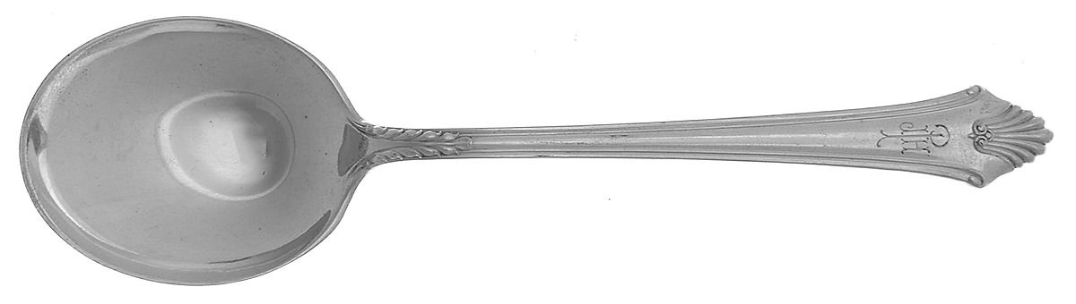 Edgemont (Sterling, 1987) Monogram Round Bowl Soup Spoon (Bouillon) by Gorham Silver-1