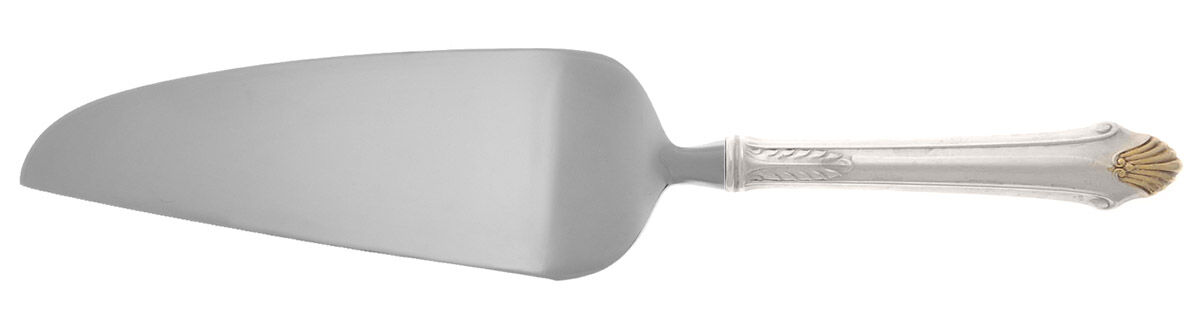 Edgemont Gold (Sterling, Gold Accent, 1987) Pie and Cake Server with Stainless Blade HC by Gorham Silver-1