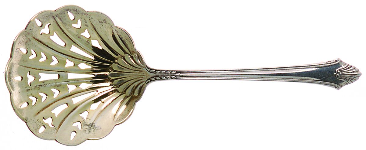 Edgemont Gold (Sterling, Gold Accent, 1987) Solid Bon Bon Spoon by Gorham Silver-1