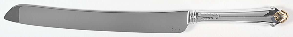 Edgemont Gold (Sterling, Gold Accent, 1987) Wedding Cake Knife with Stainless Blade by Gorham Silver-1