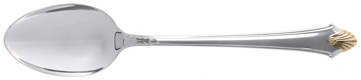 Edgemont Gold (Sterling, Gold Accent, 1987) Dessert/Oval Soup Spoon by Gorham Silver-1