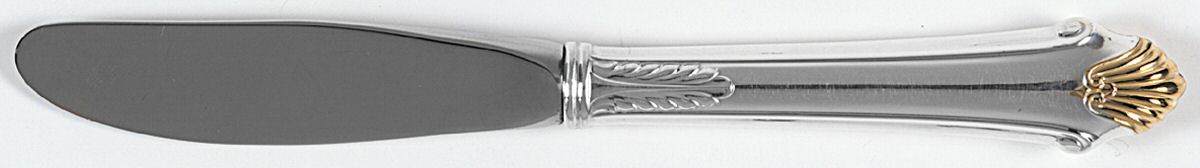 Edgemont Gold (Sterling, Gold Accent, 1987) Modern Hollow Butter Spreader (Stainless) by Gorham Silver-1