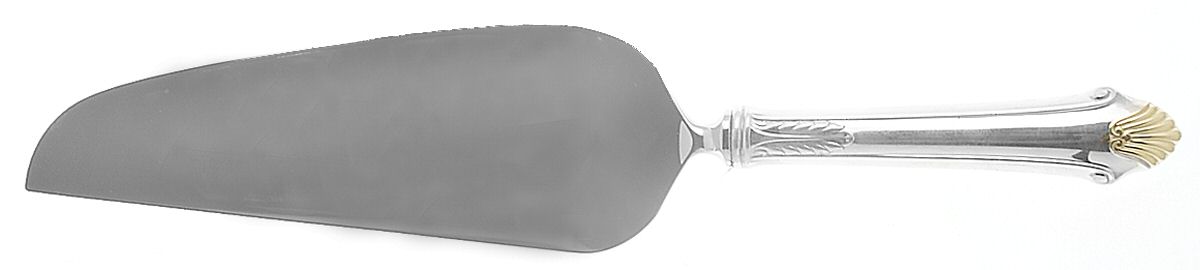 Edgemont Gold (Sterling, Gold Accent, 1987) Pie & Cake Server with Stainless Blade by Gorham Silver-1