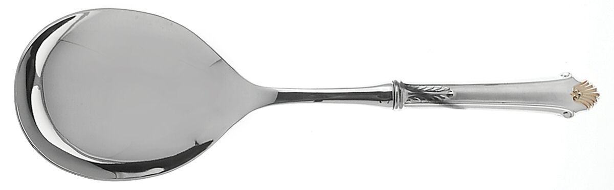 Edgemont Gold (Sterling, Gold Accent, 1987) Smooth Casserole Spoon with Stainless Bowl by Gorham Silver-1