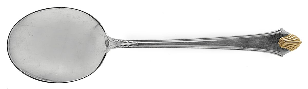 Edgemont Gold (Sterling, Gold Accent, 1987) Round Bowl Soup Spoon (Gumbo) by Gorham Silver-1