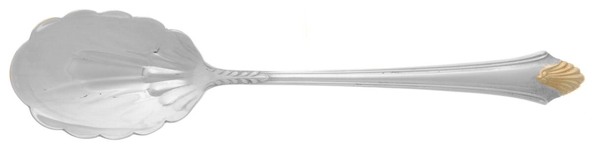 Edgemont Gold (Sterling, Gold Accent, 1987) Sugar Shell Spoon by Gorham Silver-1