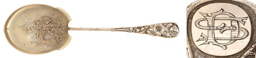 Eglantine (Sterling, 1870) Monogram Small Solid Berry/Casserole Spoon by Gorham Silver-1