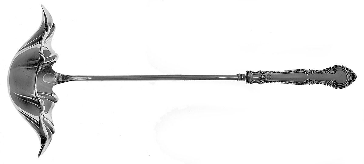 English Gadroon (Sterling, 1939, No Monos) Punch Ladle with Silverplate Bowl by Gorham Silver-1