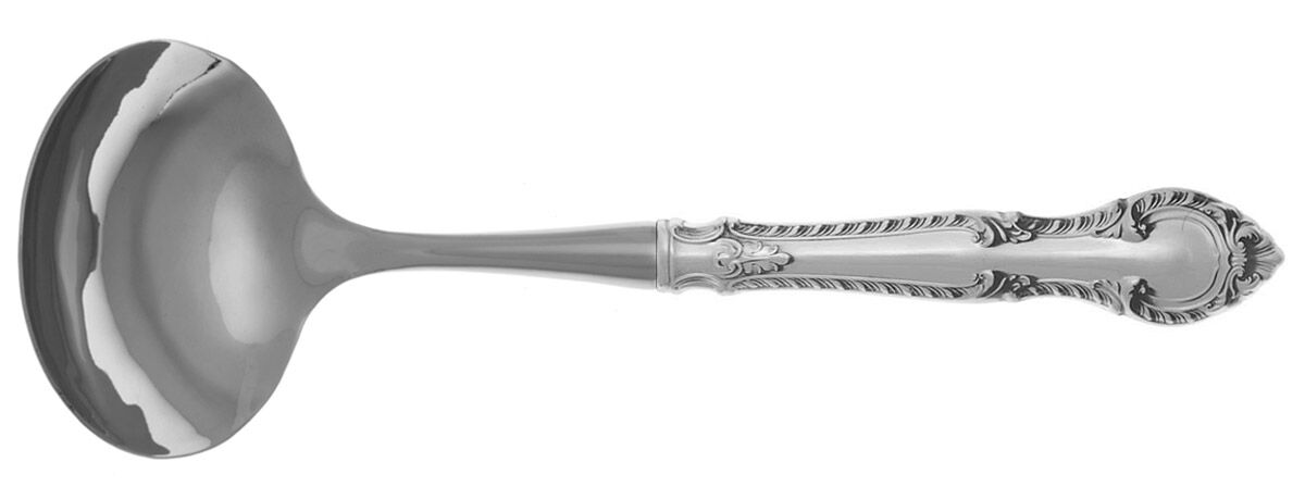 English Gadroon (Sterling, 1939, No Monos) Gravy Ladle with No Spout Stainless Bowl HC by Gorham Silver-1