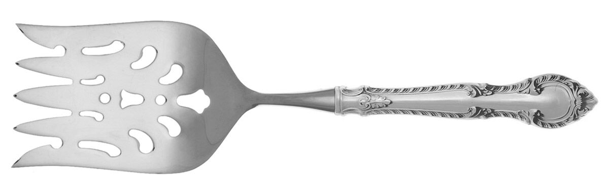 English Gadroon (Sterling, 1939, No Monos) Fish Serving Fork with Stainless Tines HC by Gorham Silver-1