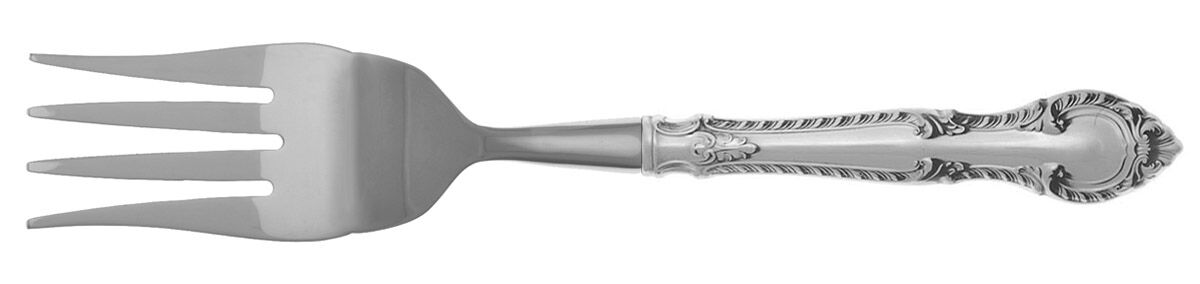 English Gadroon (Sterling, 1939, No Monos) Cold Meat Fork Large, Stainless Tines HC by Gorham Silver-1