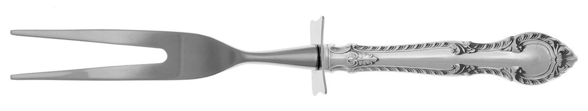 English Gadroon (Sterling, 1939, No Monos) Carving Fork Small with Stainless Prongs HC by Gorham Silver-1