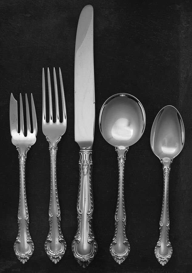 English Gadroon (Sterling, 1939, No Monos) 40  Piece Estate Set by Gorham Silver-1