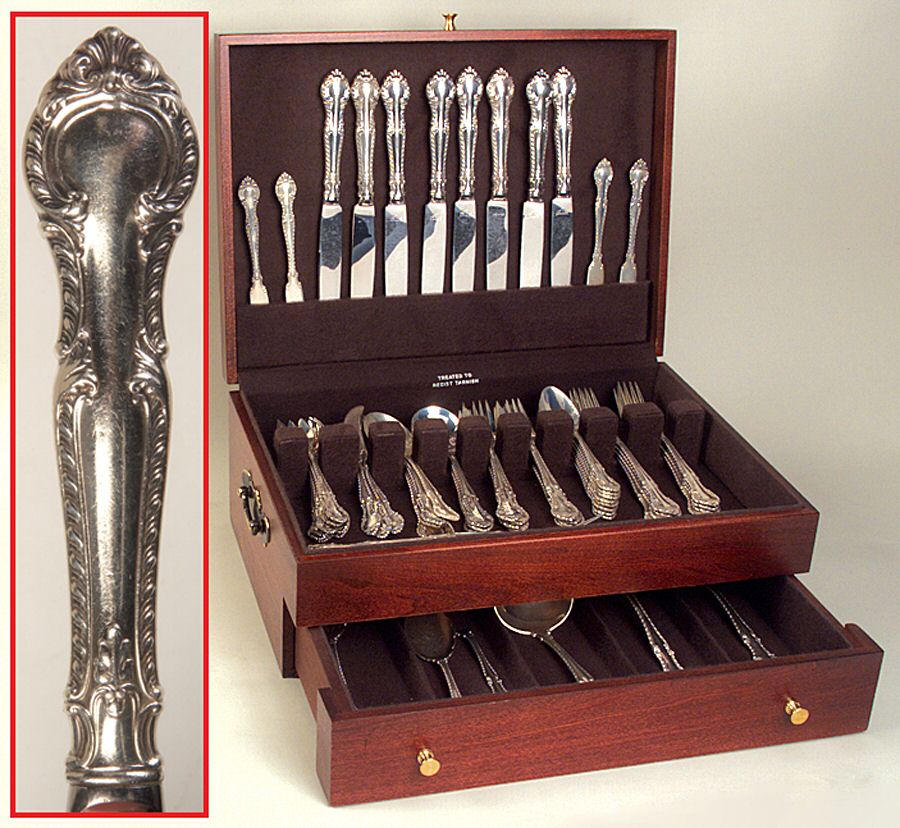 English Gadroon (Sterling, 1939, No Monos) 64 Piece Set by Gorham Silver-1