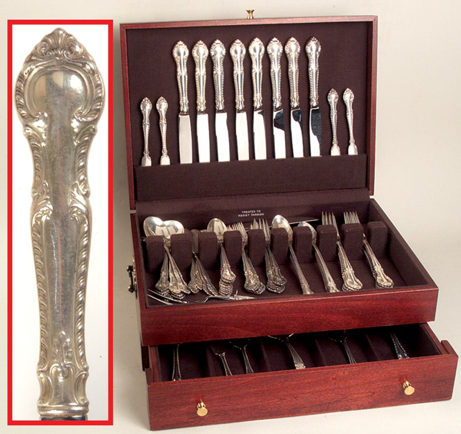 English Gadroon (Sterling, 1939, No Monos) 64 Piece Set by Gorham Silver-1