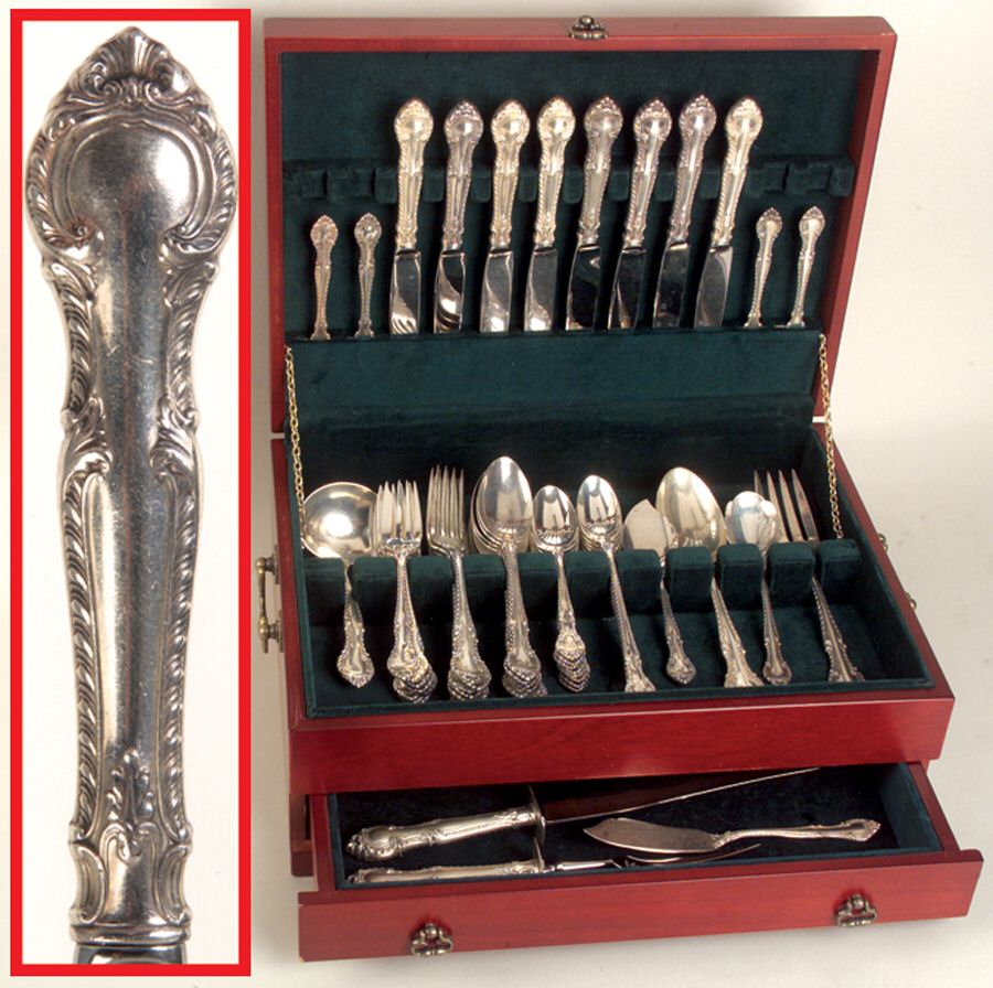 English Gadroon (Sterling, 1939, No Monos) 64 Piece Set by Gorham Silver-1