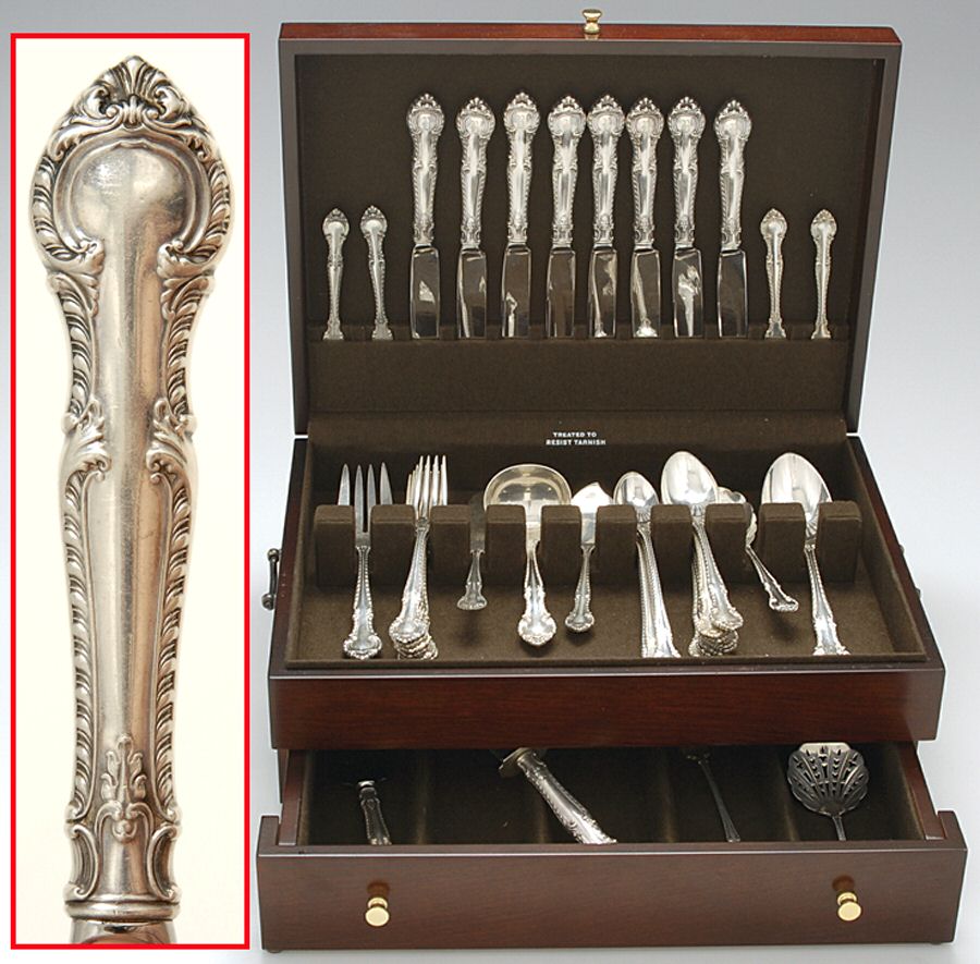 English Gadroon (Sterling, 1939, No Monos) 67 Piece Set by Gorham Silver-1