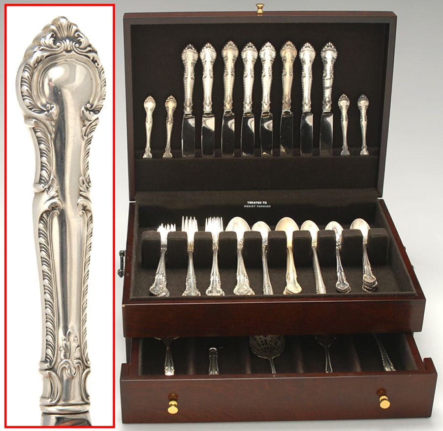 English Gadroon (Sterling, 1939, No Monos) 63 Piece Set by Gorham Silver-1