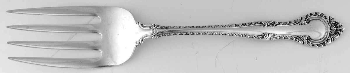 English Gadroon (Sterling, 1939, No Monos) Vegetable Serving Fork (Solid) by Gorham Silver-1